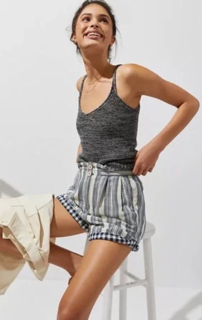 Pilcro | Everyday Stripe Double Layer Cotton Shorts Size 28 High Rise